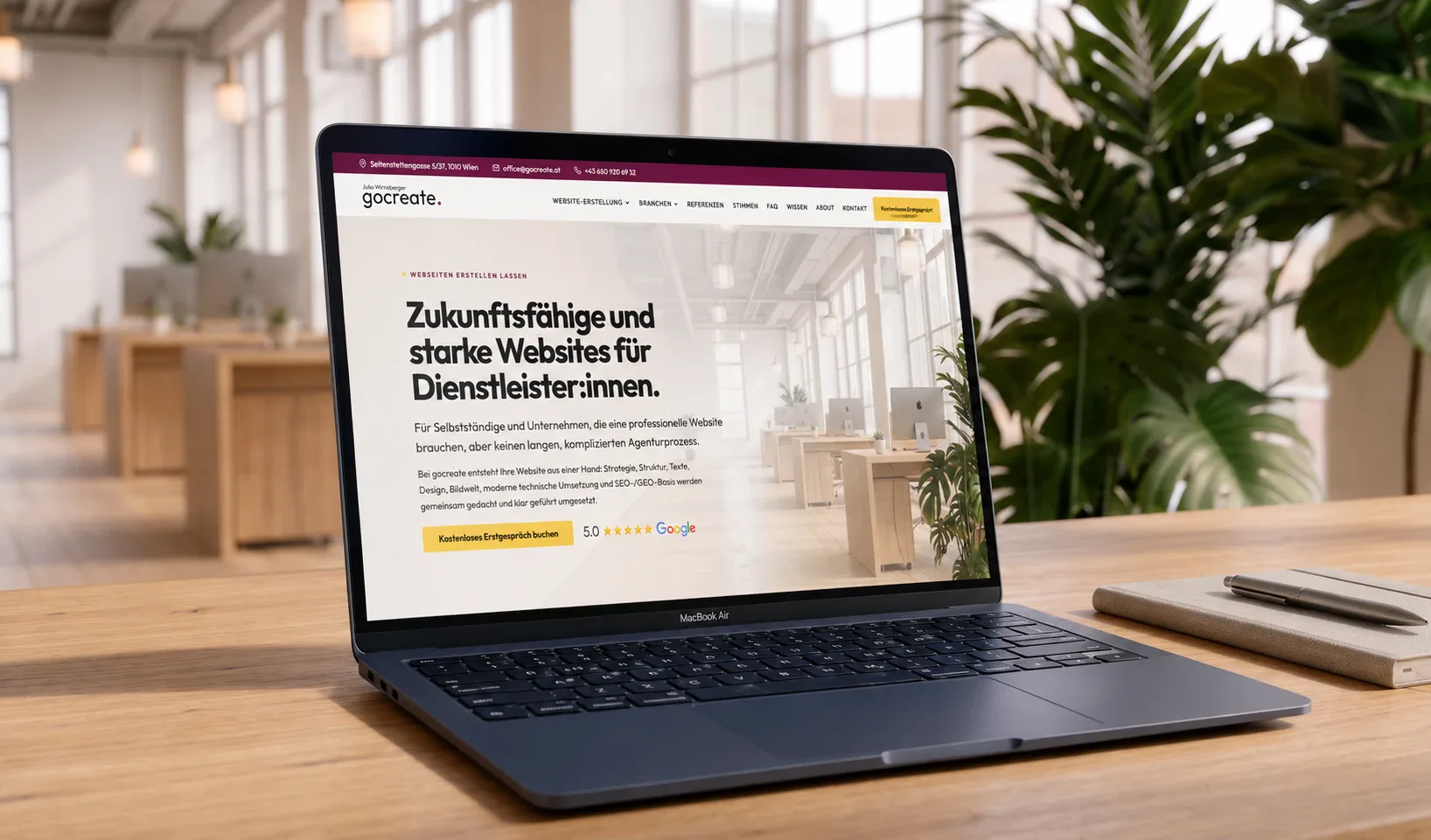 gocreate Webdesign – Website auf einem MacBook