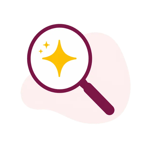 Illustration: Lupe mit Funkeln – Symbol für den Wissensbereich